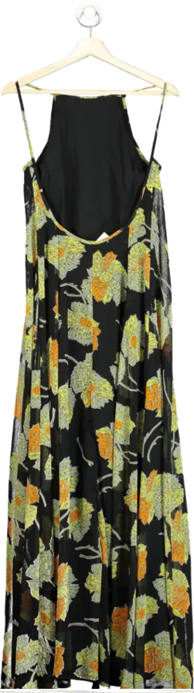 ASOS Black Floral Maxi Dress UK 8