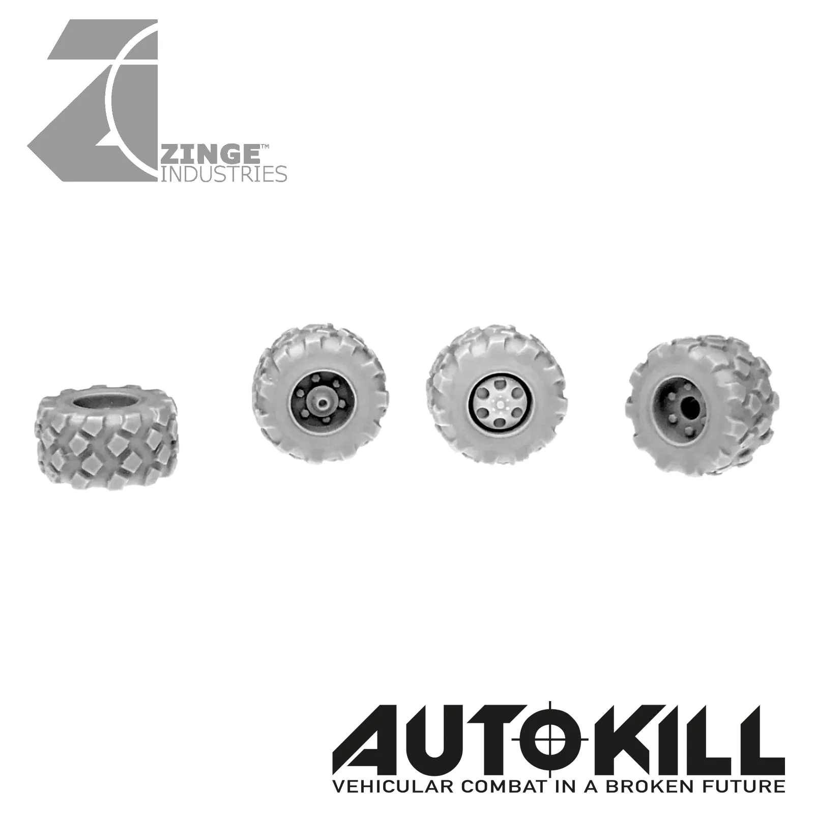 Military Wheels 13mm Diameter - 20mm Scale - Set of 4 - Suitable for Autokill and Gaslands games