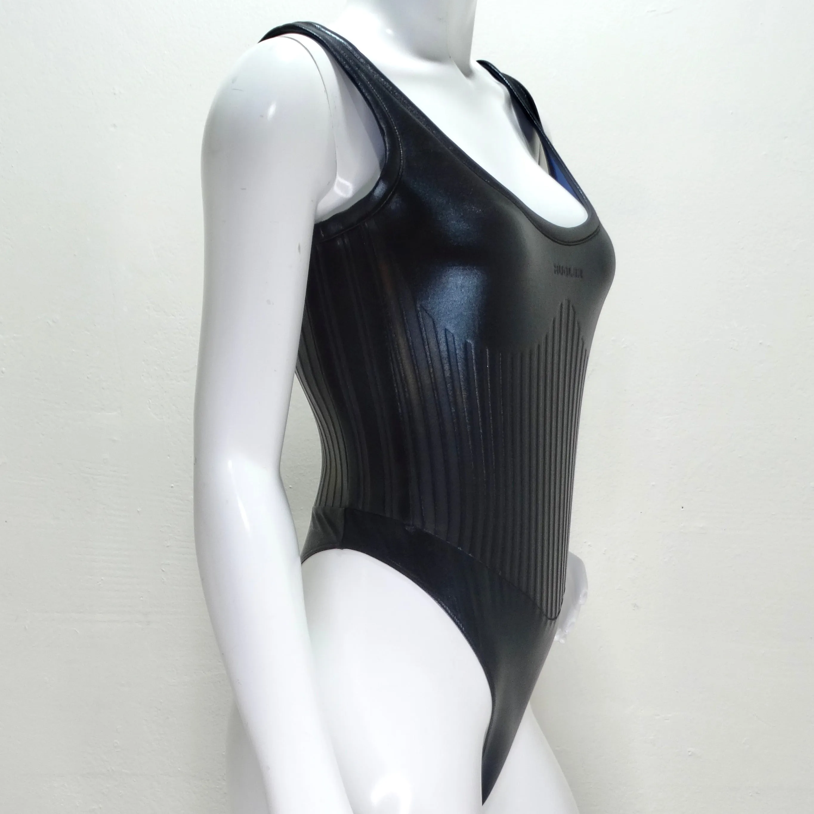 Mugler Black Embossed Scuba Bodysuit