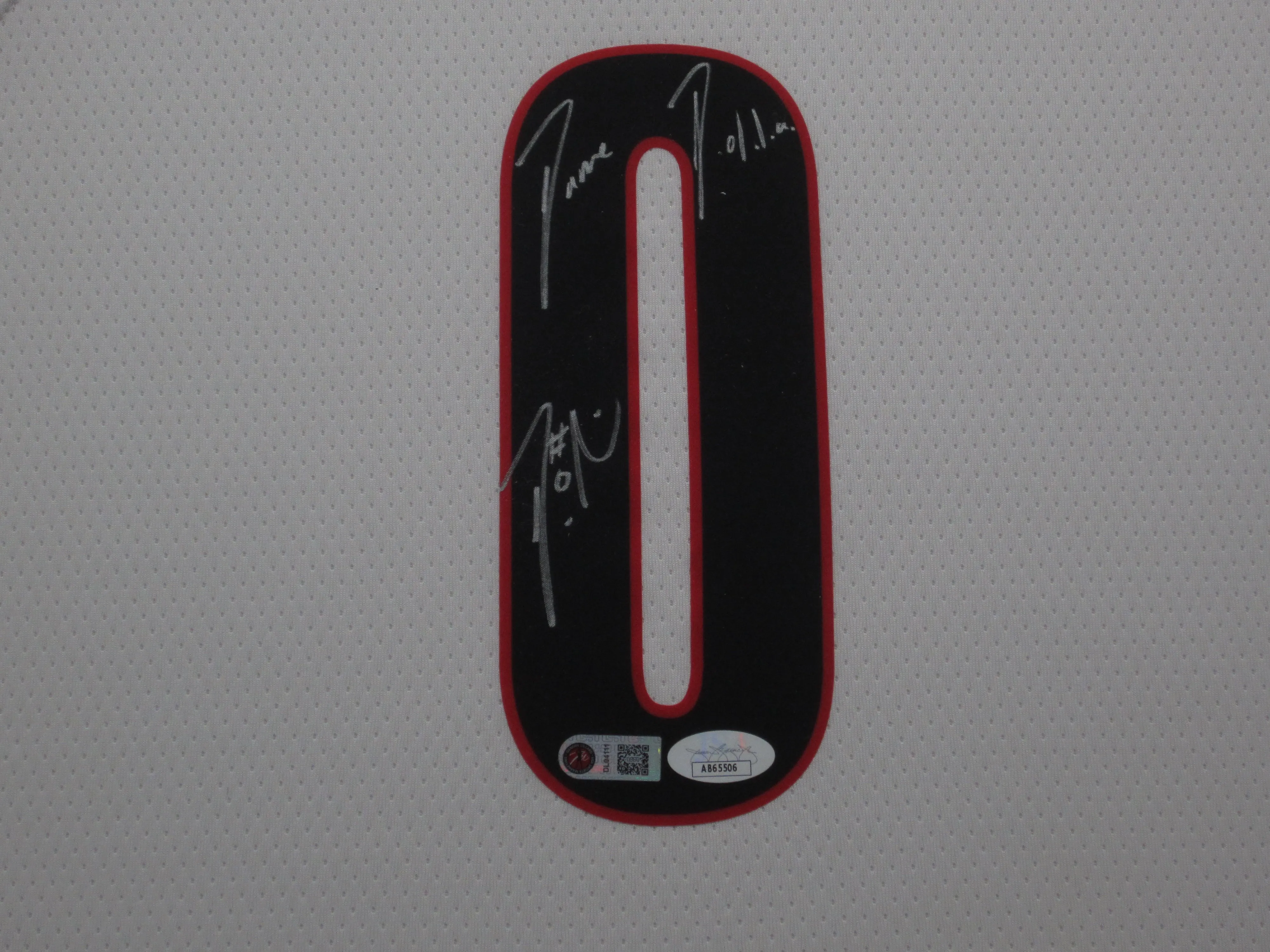 Portland Trail Blazers Damian Lillard Hand Signed Autographed Authentic White Jersey with Dame D.o.l.l.a Inscription Framed & Matted with JSA COA
