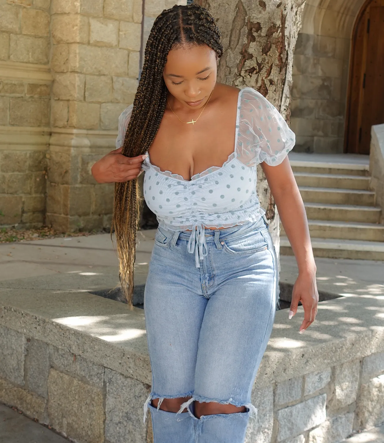 Rhythm Of Love Mesh Top(Blue)