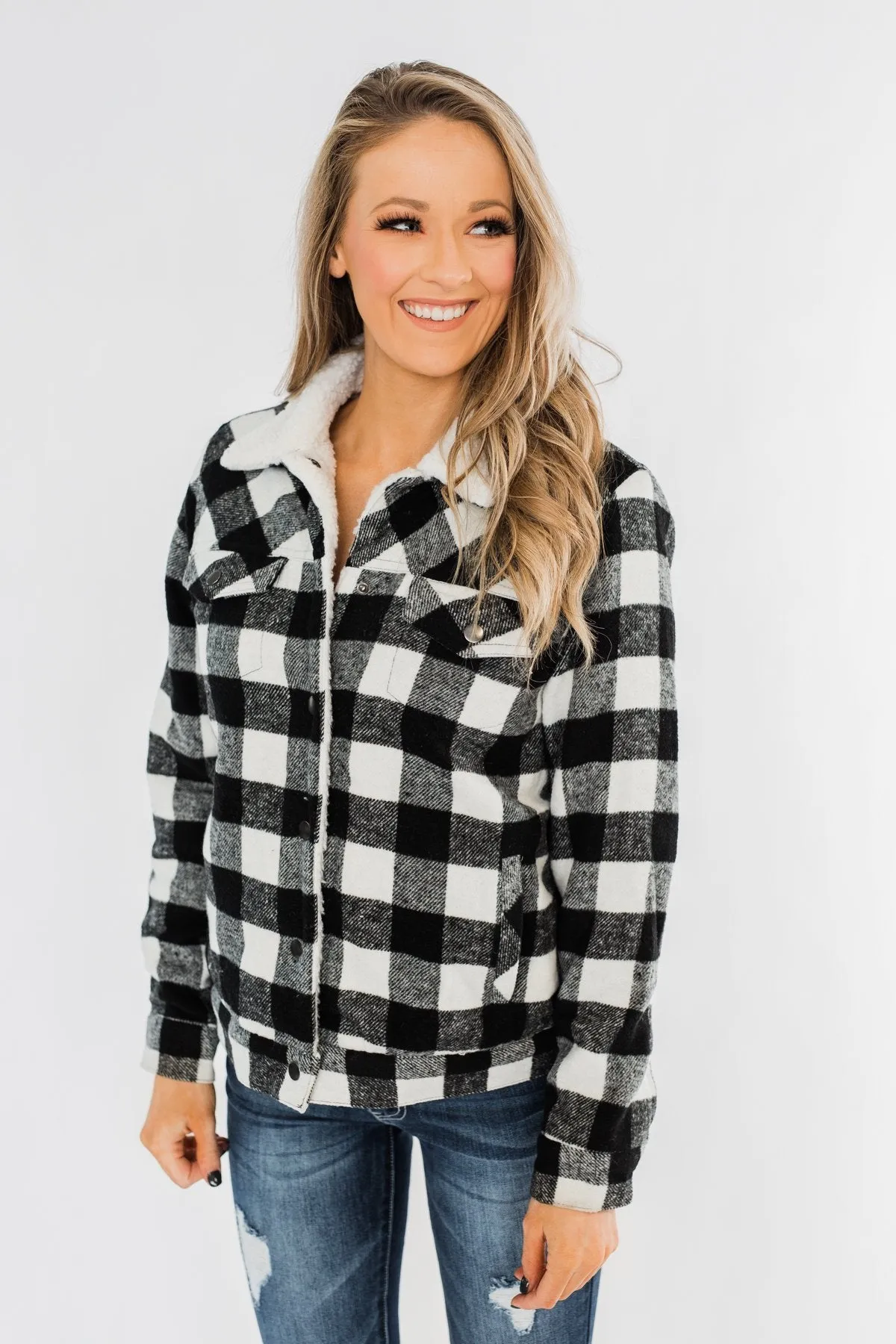 Warm All Winter Lined Jacket- White Buffalo Plaid