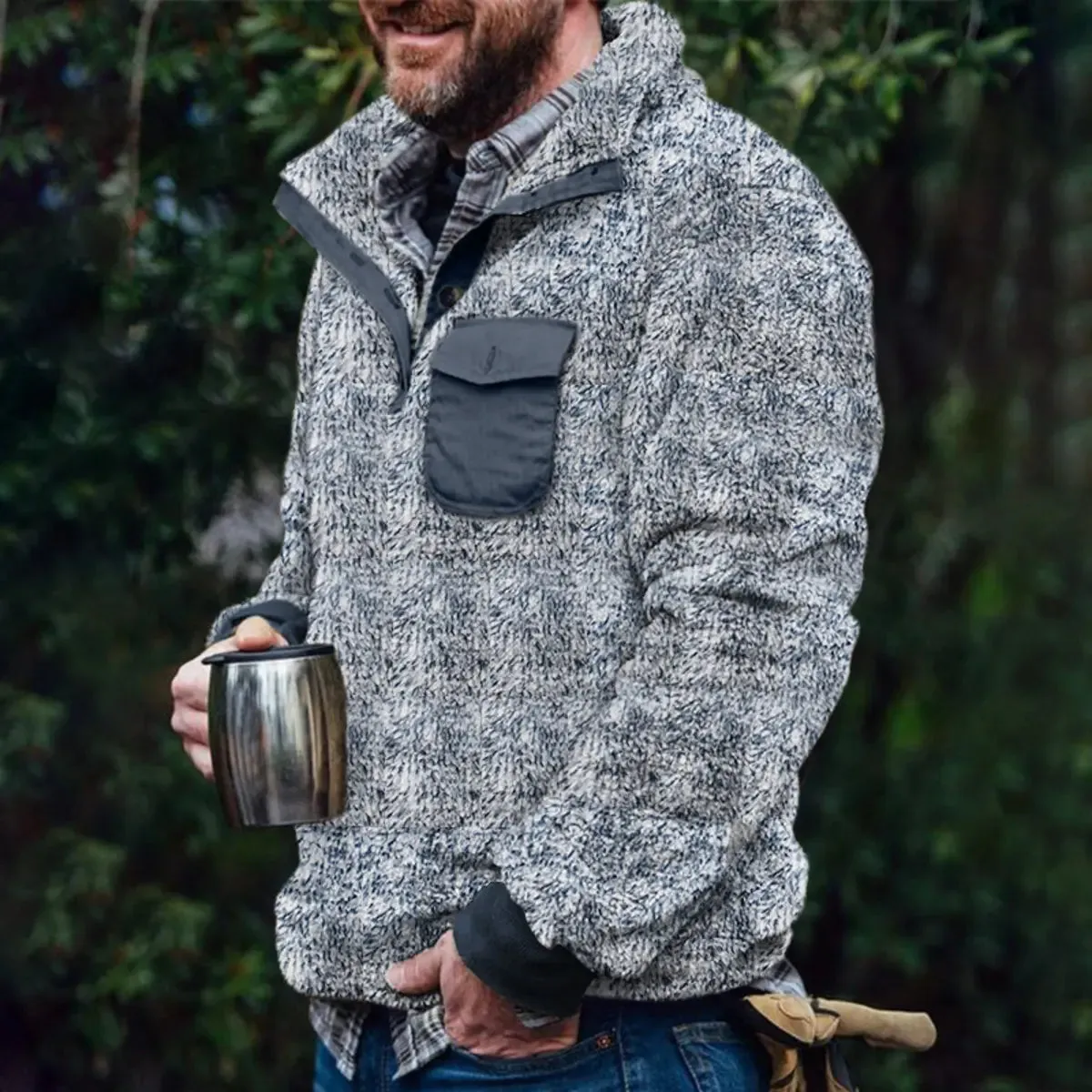 Winter Warm Pocket Men's Pullover Jacket