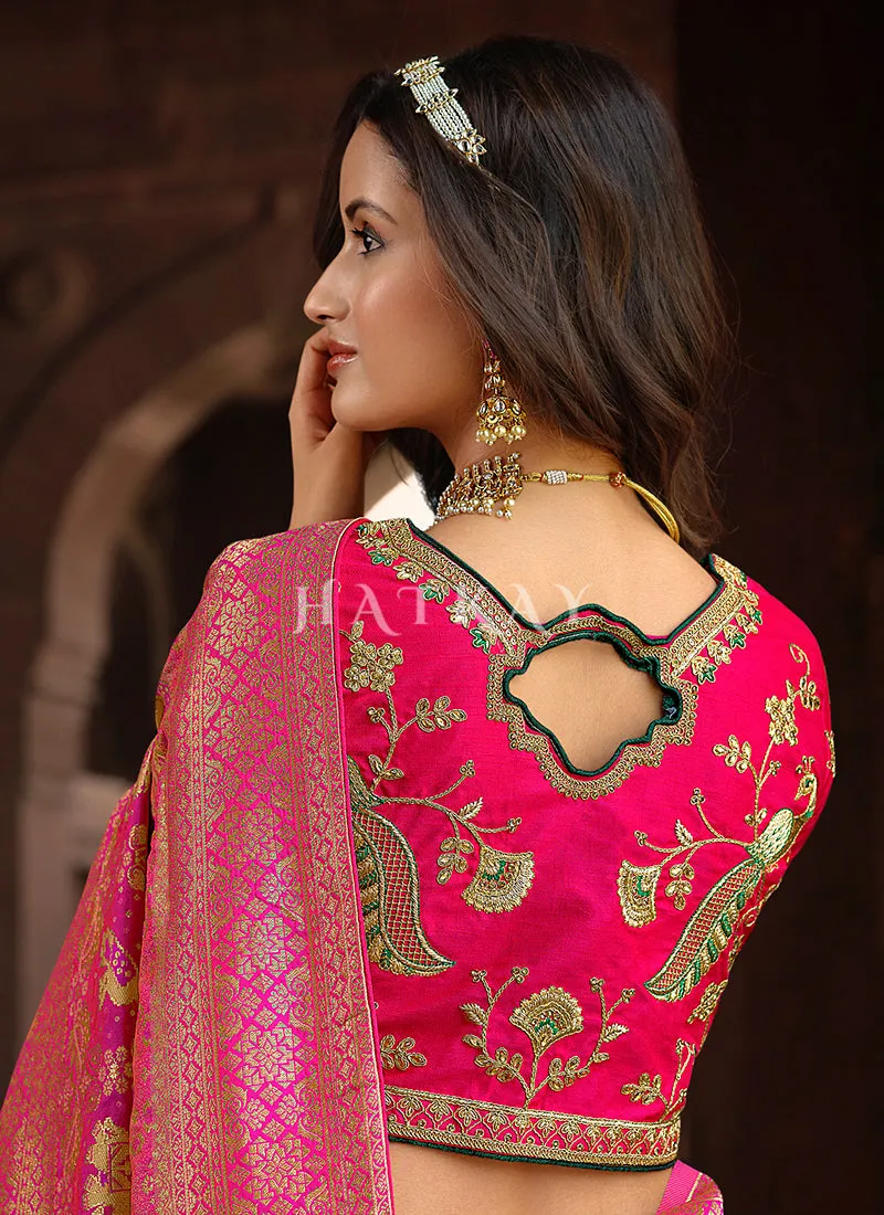 Yellow And Pink Patola Silk Saree
